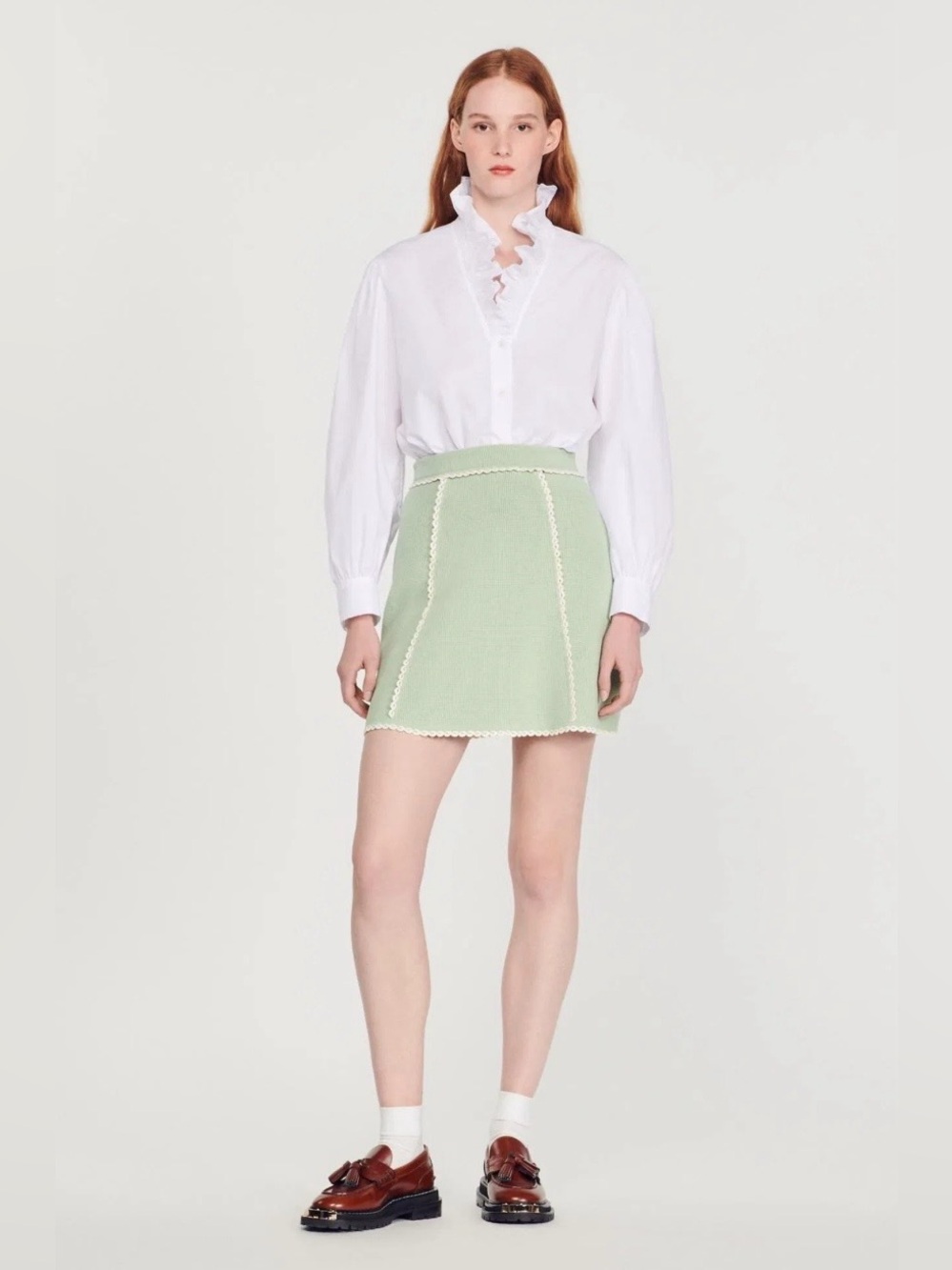 NWT Sandro Aline Knit Skirt with Scallop Trim Size XSmall